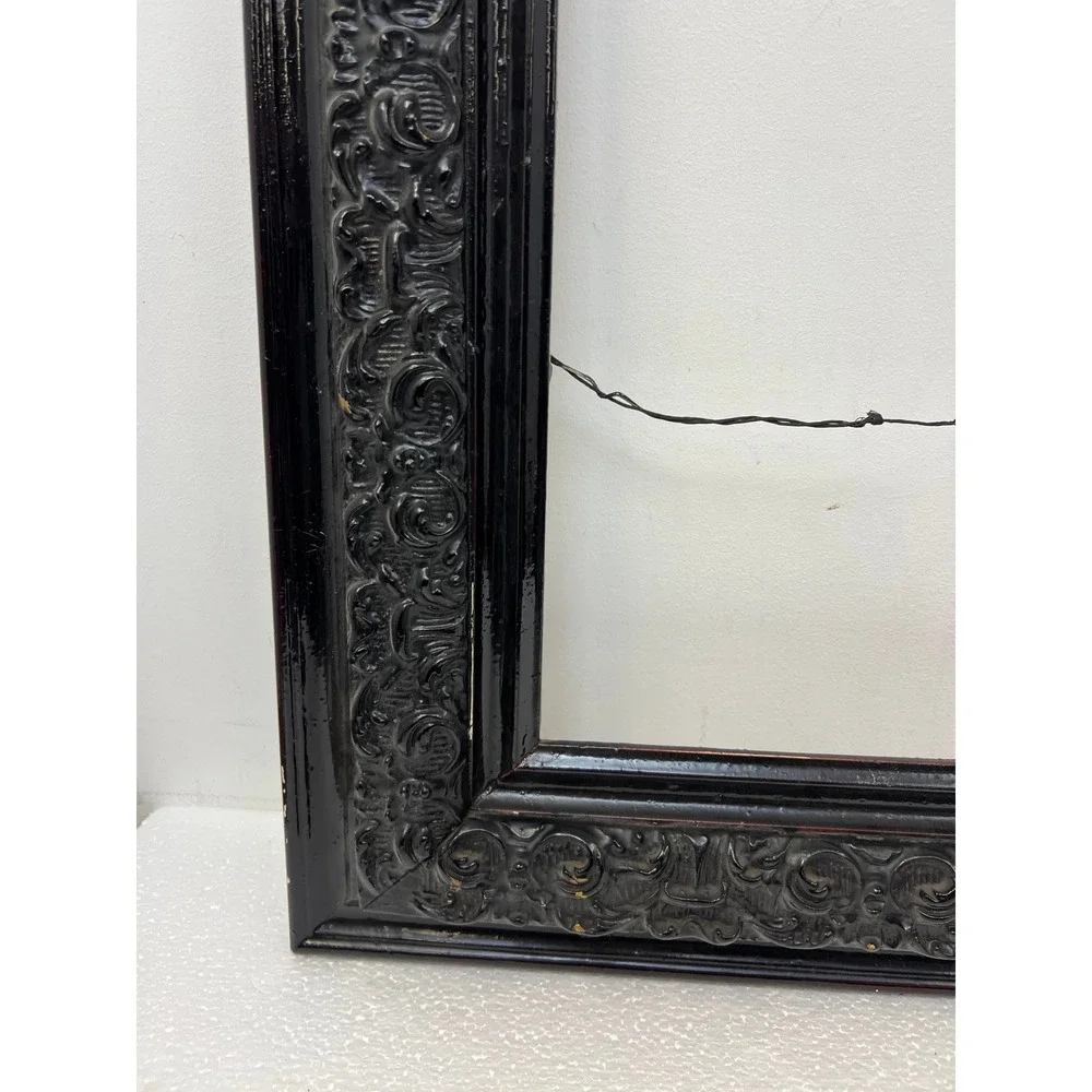 Vintage Ornate Gesso Picture Frame Dark Stain Antique Old Scrollwork Fits 16x20